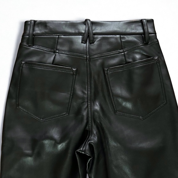 Good American Black Faux Leather Pants Size 8/29 Straight Leg 90s - Picture 3 of 10